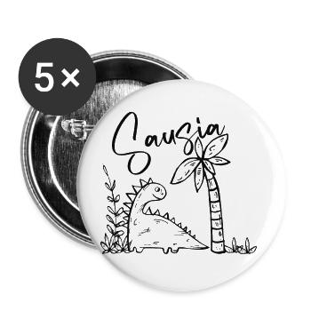 Sausia noir - Lot de 5 grands badges (56 mm) - blanc - Devant