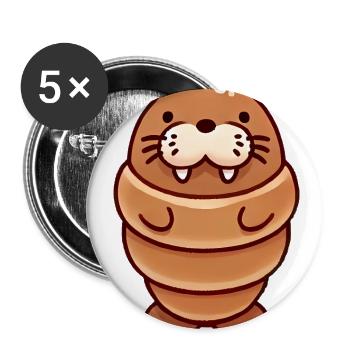 Croissant Walross Niedliches Tier Design - Buttons groß 56 mm (5er Pack) - Weiß - Vorne