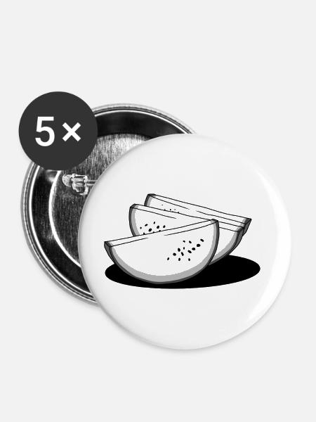 Melone - Buttons groß 56 mm (5er Pack) - Weiß