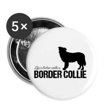 Border Collie Hund Geschenkidee - Buttons groß 56 mm (5er Pack) - Weiß - Vorne