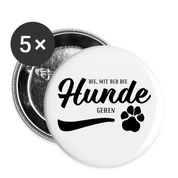 Die, mit der die Hunde gehen - Hundepfote - Buttons groß 56 mm (5er Pack) - Weiß - Vorne