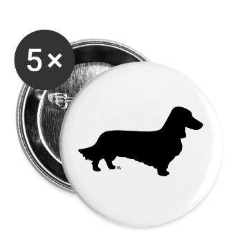 Long-haired dachshund silhouette - Buttons large 2.2''/56 mm (5-pack) - white - Front