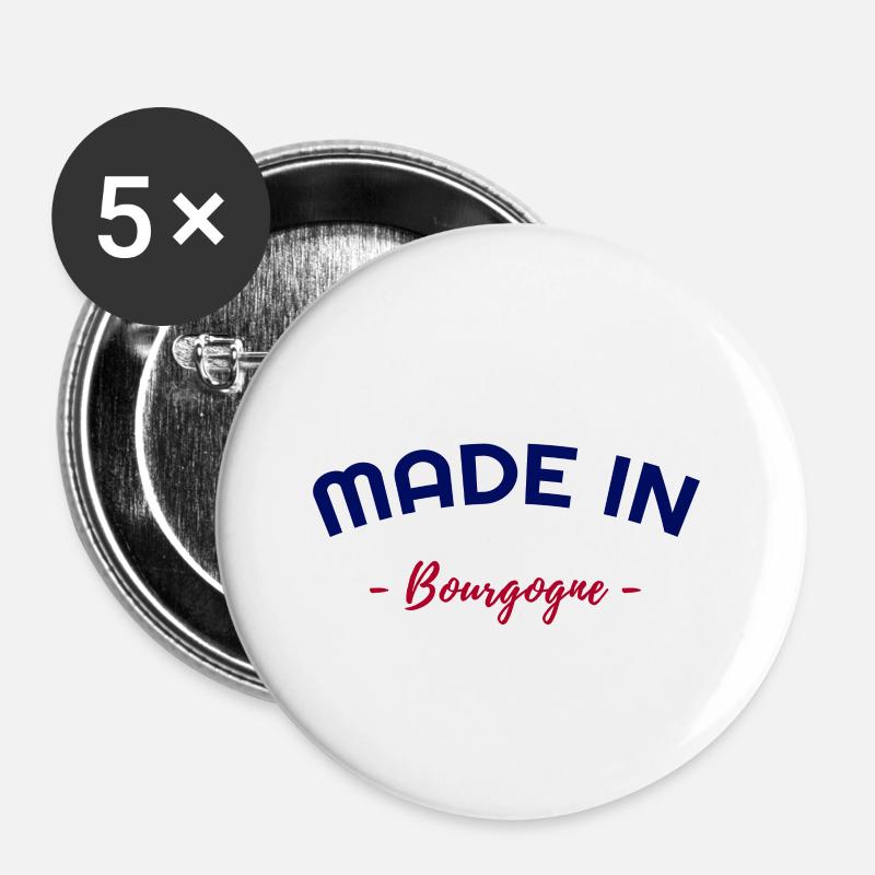 Made In Burgundy - Buttons large 2.2''/56 mm (5-pack) - white