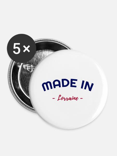 Made In Lothringen - Buttons groß 56 mm (5er Pack) - Weiß