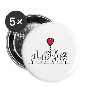Slogan Liebe - Liebe. Ich liebe dich, verliebt - Buttons groß 56 mm (5er Pack) - Weiß - Vorne
