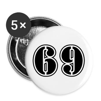 69 Zahl Symbol - Buttons groß 56 mm (5er Pack) - Weiß - Vorne