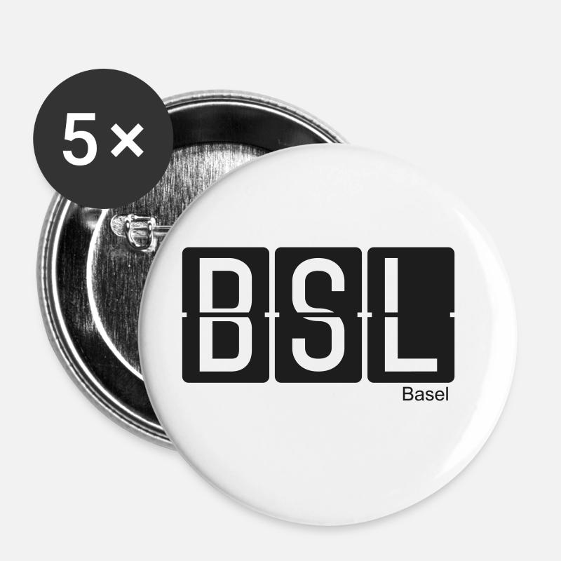 Basel - Buttons groß 56 mm (5er Pack) - Weiß