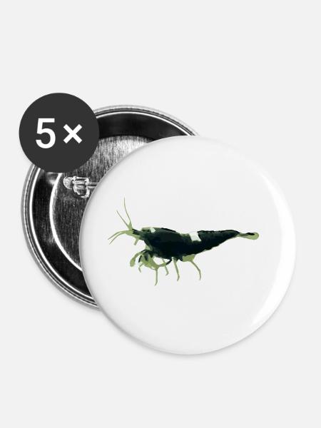 Black Taiwan Bee Garnele - Buttons groß 56 mm (5er Pack) - Weiß