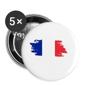 France Flag - Buttons groß 56 mm (5er Pack) - Weiß - Vorne