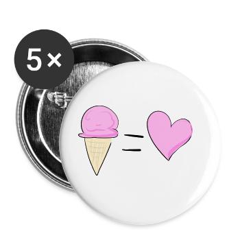 herz symbol essen eis sommer - Buttons groß 56 mm (5er Pack) - Weiß - Vorne