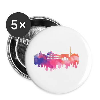 Rome Rome Italy City Skyline Splash Colorful - Buttons large 2.2''/56 mm (5-pack) - white - Front