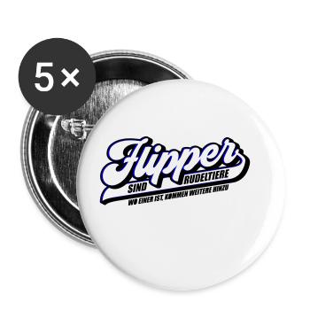 Farben änderbar | Flipper sind Rudeltiere - Buttons groß 56 mm (5er Pack) - Weiß - Vorne