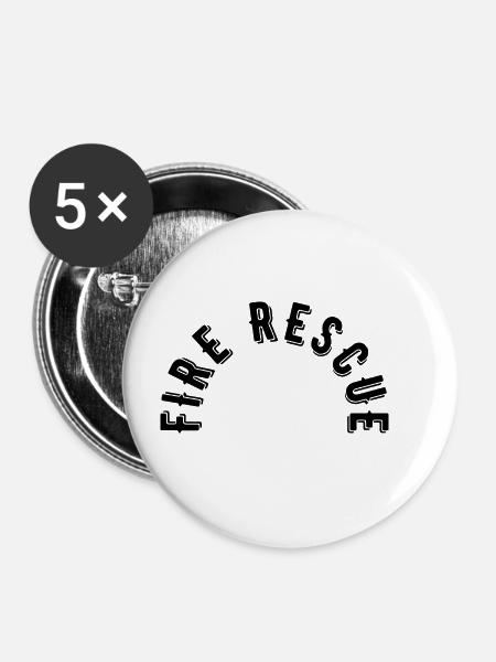 Fire Rescue - Buttons groß 56 mm (5er Pack) - Weiß