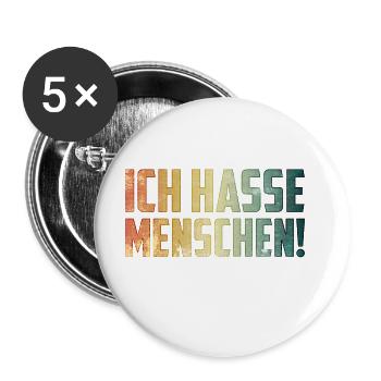 Ich hasse Menschen - Buttons groß 56 mm (5er Pack) - Weiß - Vorne