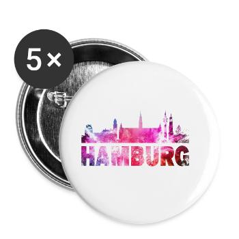 Hamburg Deutschland Stadt Skyline Schrift Splash - Buttons groß 56 mm (5er Pack) - Weiß - Vorne