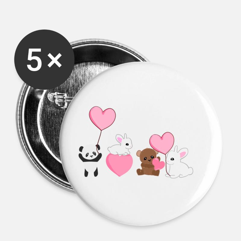 Animals Panda Rabbit Bear Dear Animal Rights Activists - Buttons large 2.2''/56 mm (5-pack) - white