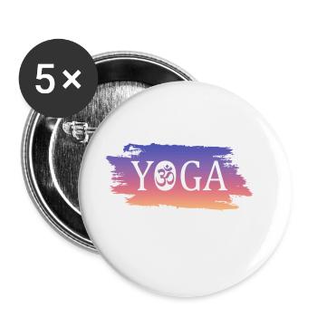 Yoga Geschenkidee - Buttons groß 56 mm (5er Pack) - Weiß - Vorne
