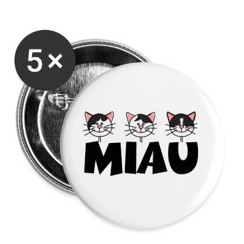 Katzen1 1 - Buttons groß 56 mm (5er Pack) - Weiß - Vorne