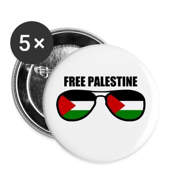 Free palestine - Buttons large 2.2''/56 mm (5-pack) - white - Front