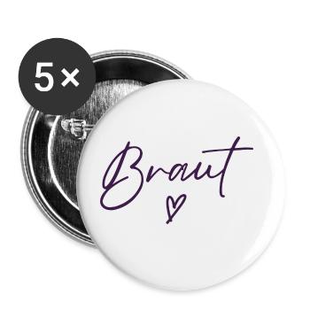 Braut 2024 / The Bride JGA Junggesellinnenabschied - Buttons groß 56 mm (5er Pack) - Weiß - Vorne