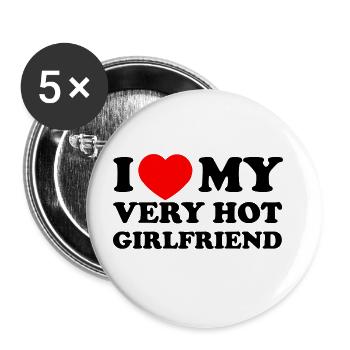 I Love My Hot Girlfriend Shirt - Buttons large 2.2''/56 mm (5-pack) - white - Front