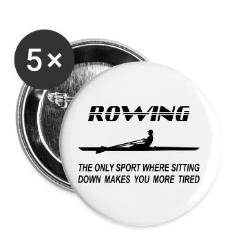 Aviron, Rameur, Drôle, Bateau À rames - Lot de 5 grands badges (56 mm) - blanc - Devant