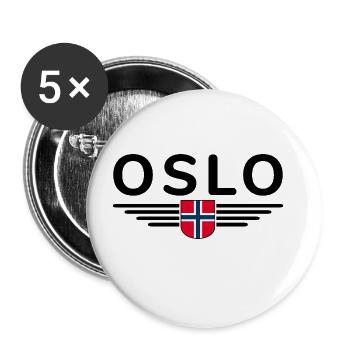 Oslo T-shirt for fans and Norway lovers - Buttons large 2.2''/56 mm (5-pack) - white - Front