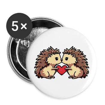Igel Paar Herz - Buttons groß 56 mm (5er Pack) - Weiß - Vorne