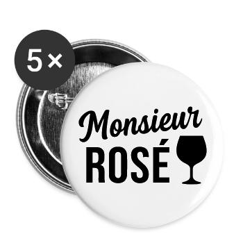 Monsieur Rosé Humour Drôles Noël - Lot de 5 grands badges (56 mm) - blanc - Devant