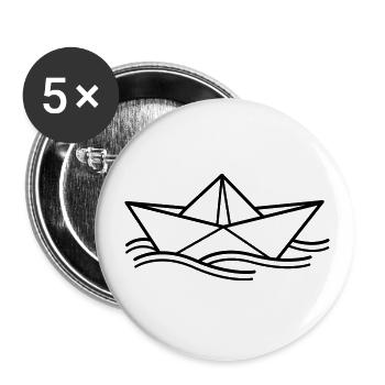 Papierschiff - Buttons groß 56 mm (5er Pack) - Weiß - Vorne
