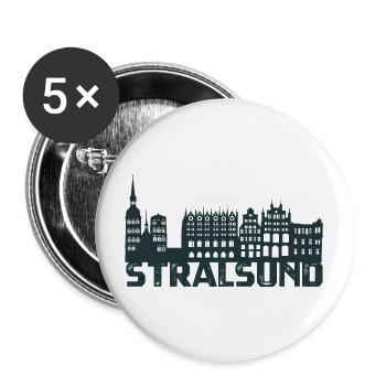 Hanseatic City of Stralsund Silhouette Skyline Stralsund - Buttons large 2.2''/56 mm (5-pack) - white - Front