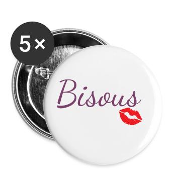 Bisous - Lot de 5 grands badges (56 mm) - blanc - Devant