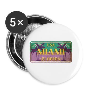 Miami Florida USA Amerika Sommer Palmen Schild - Buttons groß 56 mm (5er Pack) - Weiß - Vorne