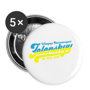 Zelenskyy | The real ukraine hero - Buttons large 2.2''/56 mm (5-pack) - white - Front