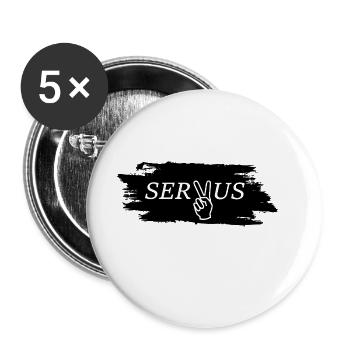 Servus Bayern - Buttons groß 56 mm (5er Pack) - Weiß - Vorne