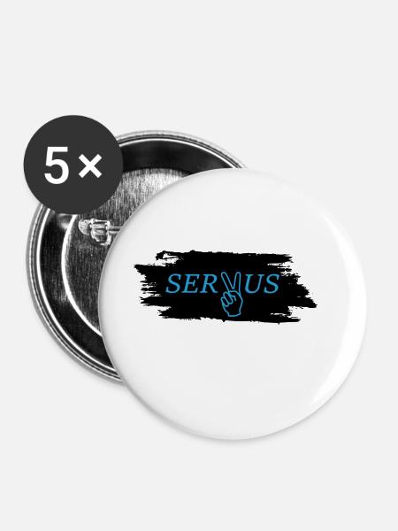 Servus Bayern - Buttons groß 56 mm (5er Pack) - Weiß
