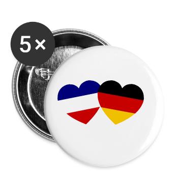 Frankreich Deutschland Freundschaft - Buttons groß 56 mm (5er Pack) - Weiß - Vorne