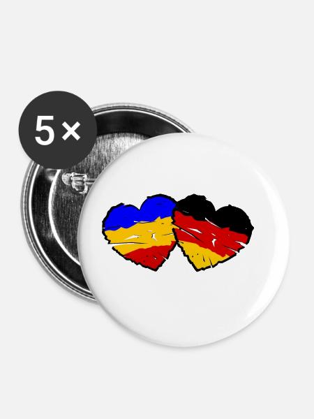 Rumänien Deutsche Herzen - Buttons groß 56 mm (5er Pack) - Weiß