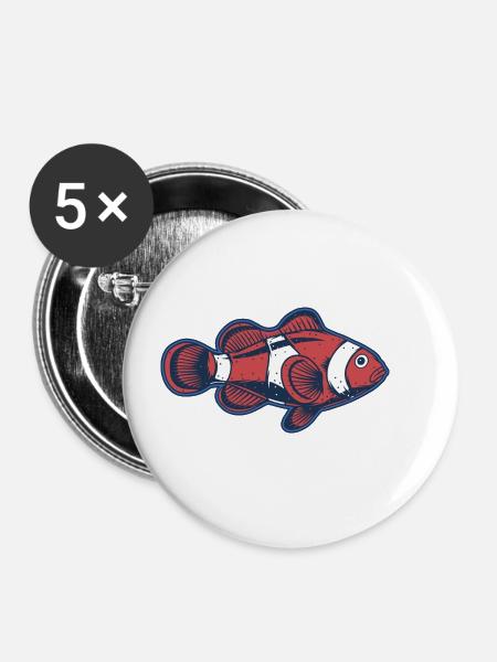 Clownfisch - Buttons groß 56 mm (5er Pack) - Weiß