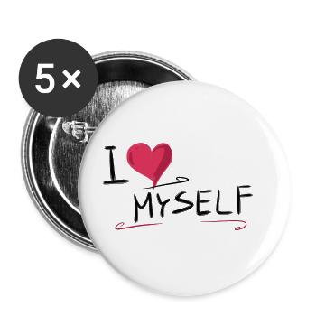 I love myself heart text saying - Buttons large 2.2''/56 mm (5-pack) - white - Front