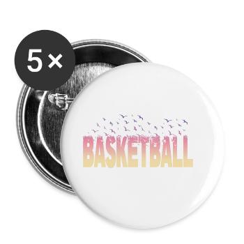 Basketball Basketball Sports Font Birds - Buttons large 2.2''/56 mm (5-pack) - white - Front