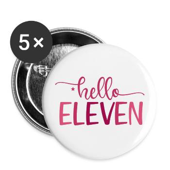 11th Birthday 11 Years Old Hello Eleven Est 2012 - Buttons groß 56 mm (5er Pack) - Weiß - Vorne