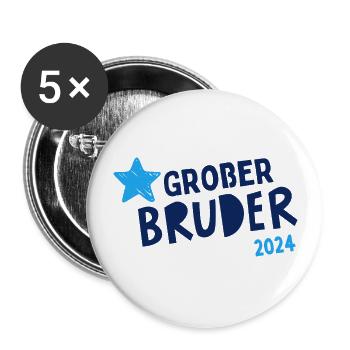Ich werde Großer Bruder 2024 Loading Krone BÄM - Buttons groß 56 mm (5er Pack) - Weiß - Vorne