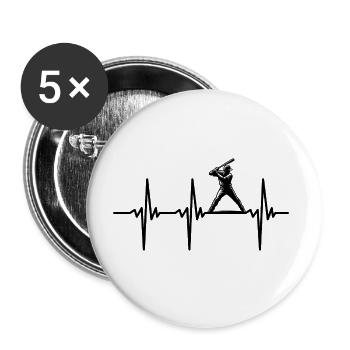 Battement de cœur pour les joueurs de baseball - Lot de 5 grands badges (56 mm) - blanc - Devant