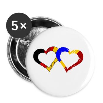 Coeurs de Roumanie et d’Allemagne - Lot de 5 grands badges (56 mm) - blanc - Devant