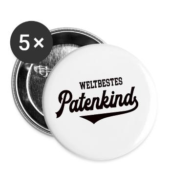 Weltbestes Patenkind Geburtstag Taufe Paten Kind - Buttons groß 56 mm (5er Pack) - Weiß - Vorne