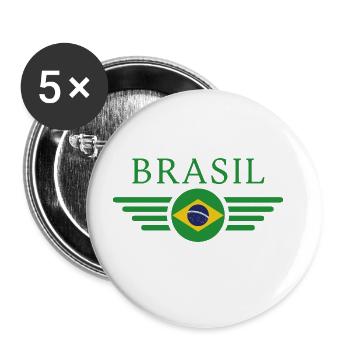 T-shirt design de style brésilien - Lot de 5 grands badges (56 mm) - blanc - Devant