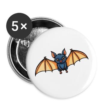 Fledermaus Neo Traditional - Buttons groß 56 mm (5er Pack) - Weiß - Vorne