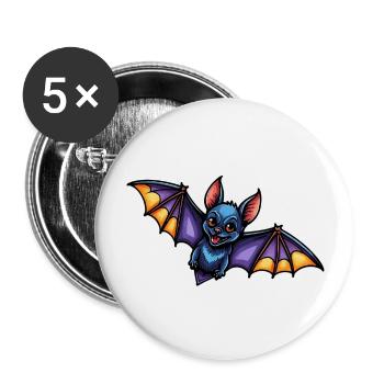 Fledermaus Neo Traditional - Buttons groß 56 mm (5er Pack) - Weiß - Vorne