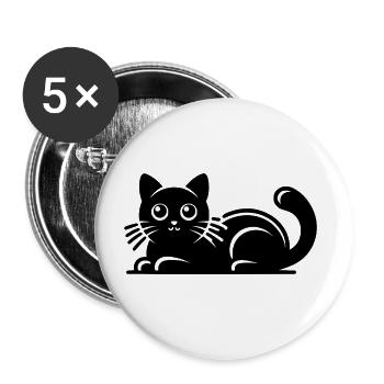 Dessin de chat mignon - Lot de 5 grands badges (56 mm) - blanc - Devant